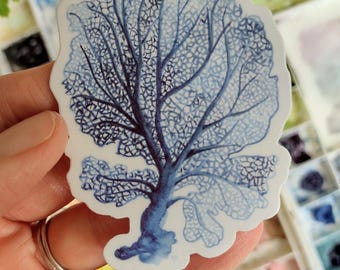 Blue Coral Sticker, Durable Vinyl Decal