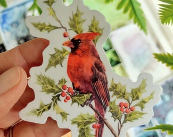 Northern Cardinal Sticker, Durable Vinyl Decal