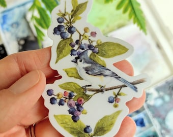 Tufted Titmouse Sticker, Durable Vinyl Decal
