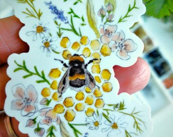 Honey Bee Sticker, Durable Vinyl Decal
