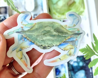 Blue Crab Sticker, Durable Vinyl Decal