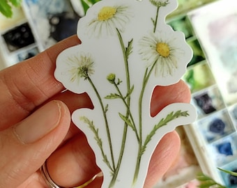 Watercolor Daisy Sticker, Durable Vinyl Decal
