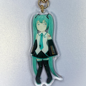 Llavero acrílico de doble cara de 3,5&quot; con diseño de anime chibi de Hatsune Miku