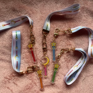 Magical Girl Moon Wands Double Sided Acrylic Lanyard Keychain Charms