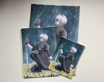 2B Nier Autómatas A4/A5/A6 Impresión de arte mate