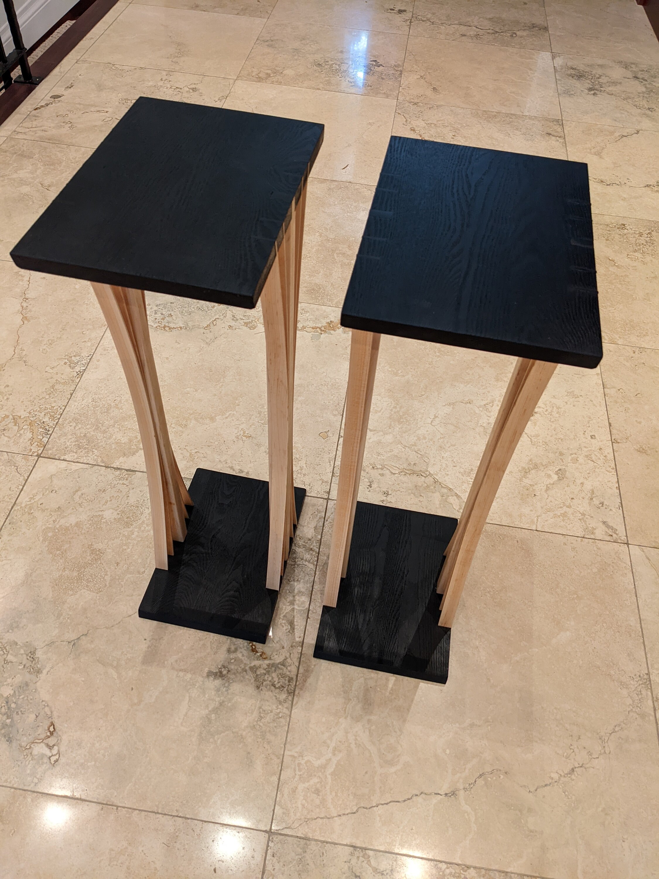 Wooden Audiophile Speaker Stand Hard Maple legs and Ash top Japanese Inspired Design