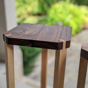 A pair of audio speaker stands 2.0 Walnut top with maple legs image 3