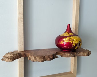 Display shelf  made of one of a kind mappa burl and maple