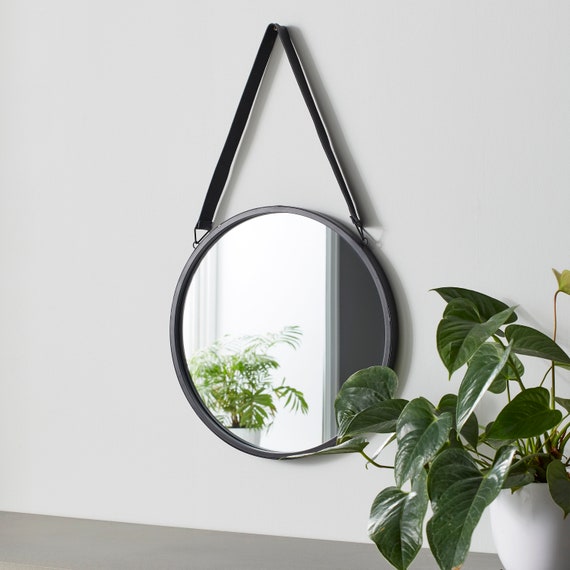 Round Mirror With Leather Strap