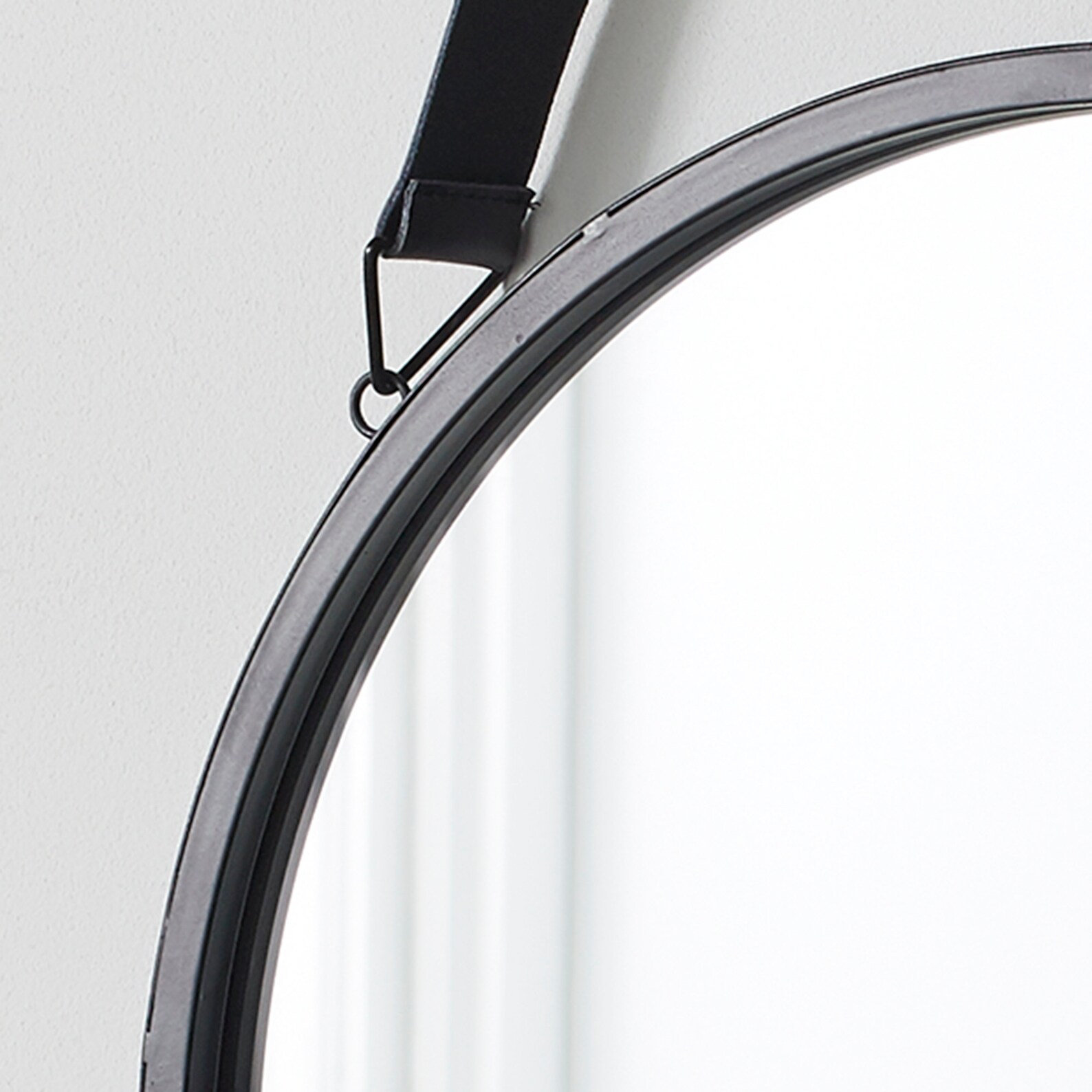 Round Mirror with Leather Strap Etsy