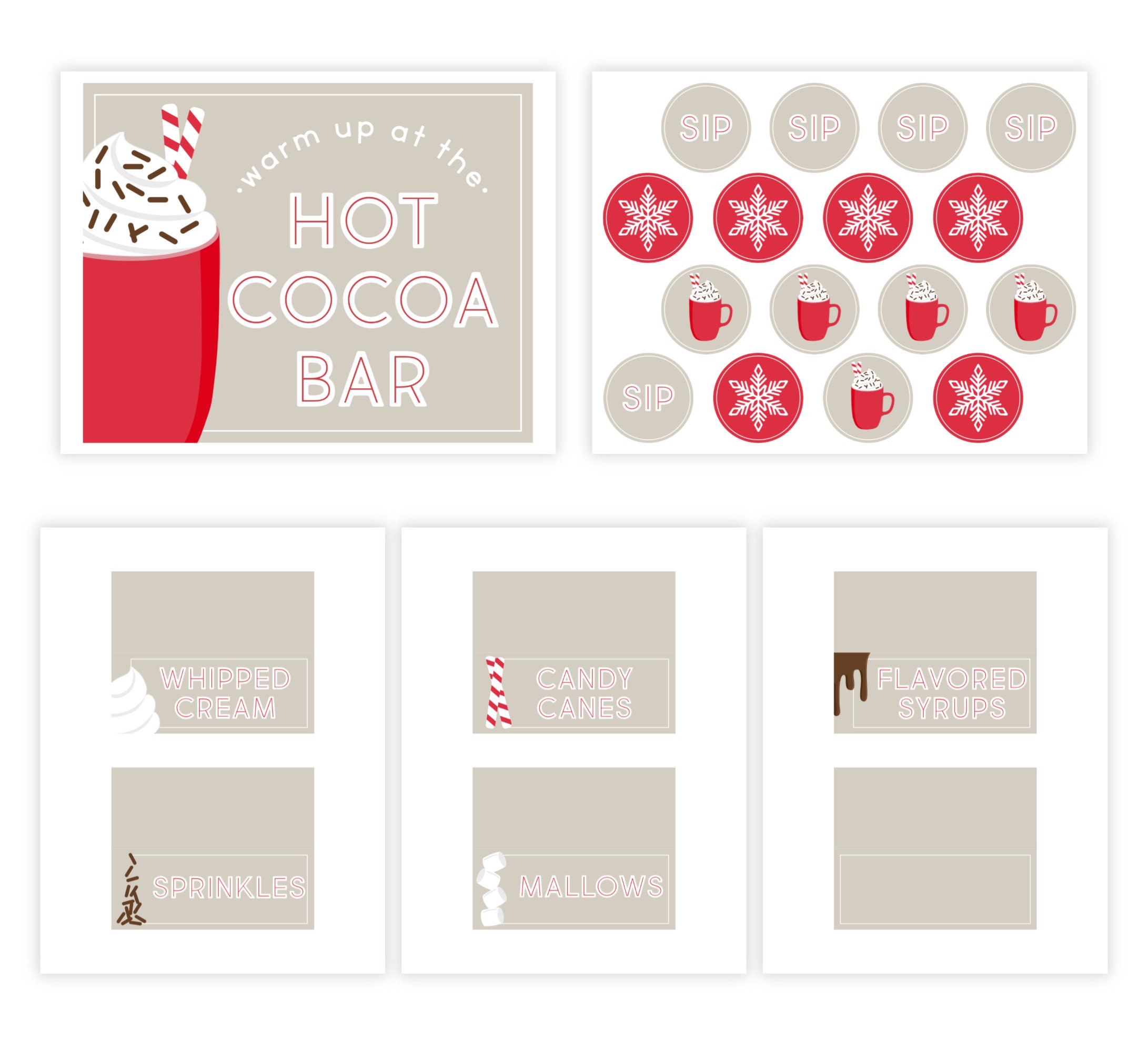 Hot Cocoa/hot Chocolate Bar/christmas Party Decorations Printable