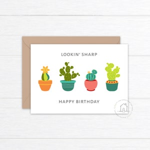 Birthday Card Cactus | Lookin' Sharp | Instant Download