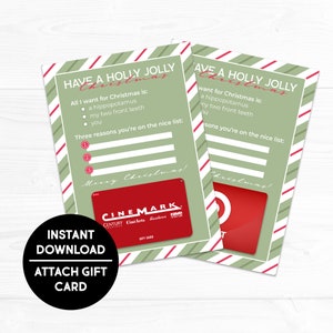 Tarjeta de Navidad, titular de la tarjeta de regalo de Navidad, ideal para regalos de última hora