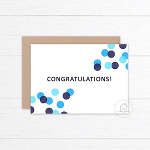 Gefeliciteerd blauwe confetti kaart | Directe download