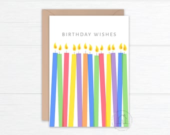 Birthday Card Candles | Printable Card | Instant Download