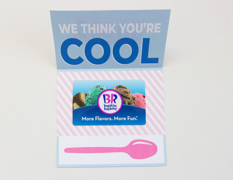 Gift Card Holder Ice Cream, Baskin Robbins, Teacher Appreciation, Thank