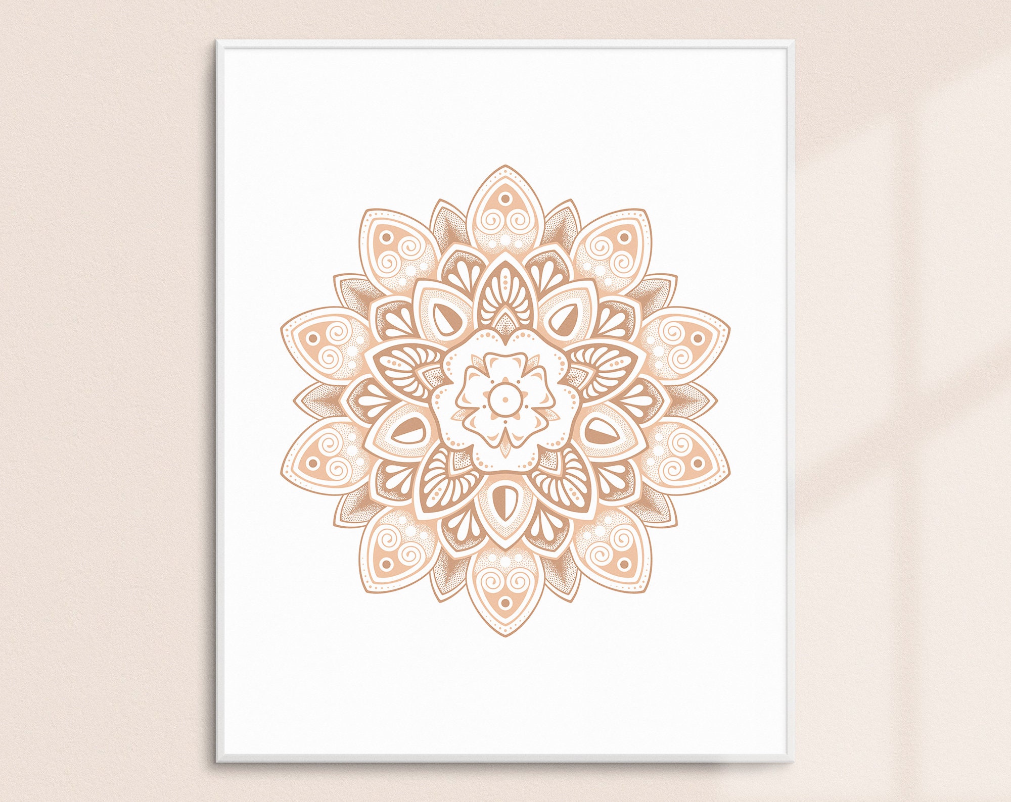 Mandala Wall Art Boho Wall Decor Color Neutral Wall Art Print Etsy