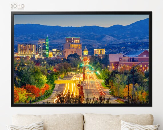 Boise Print // Boise Idaho USA Downtown Cityscape At Twilight | Etsy