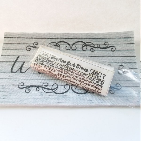 Miniature Newspaper in Cellophane Sleeve, Dollhouse Accessory