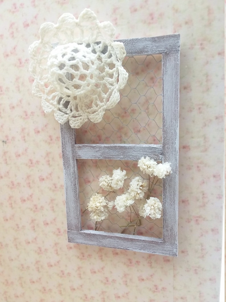 Miniature Dollhouse Shabby Window Frame Wall Decor Mini 1 12 Etsy