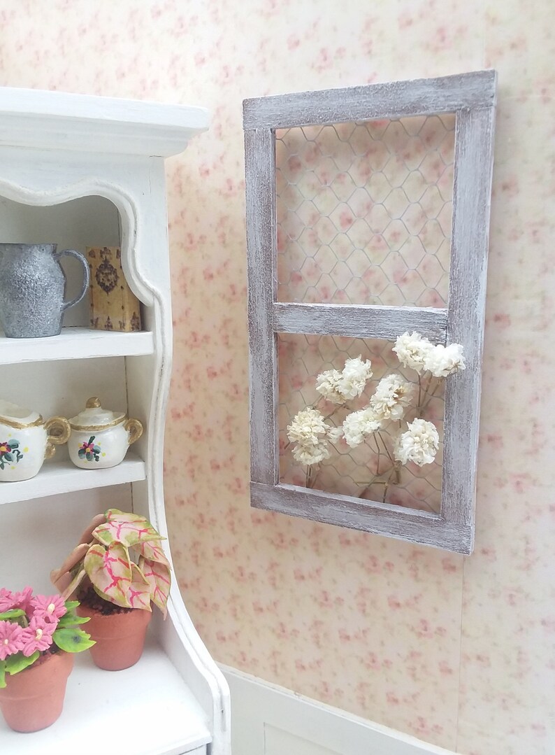 Miniature Dollhouse Shabby Window Frame Wall Decor Mini 1 12 Etsy