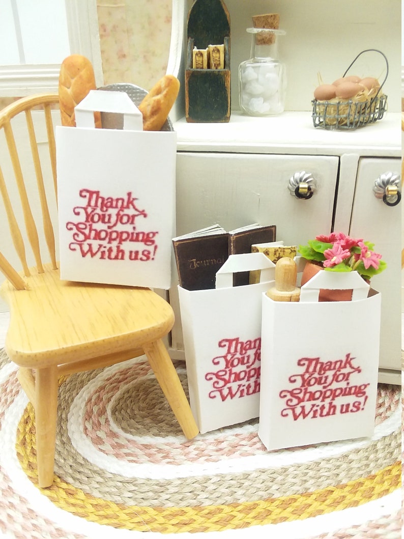 Miniature Grocery Bag 2 Pack Dollhouse Shopping Bag Doll Etsy