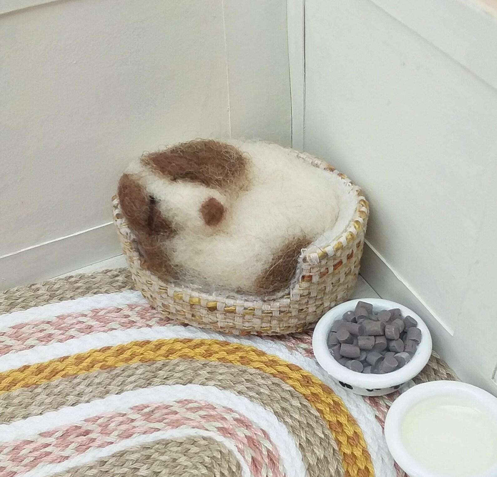 Miniature Dog Bed Dollhouse Mini Pet Bedding One Inch Scale Etsy
