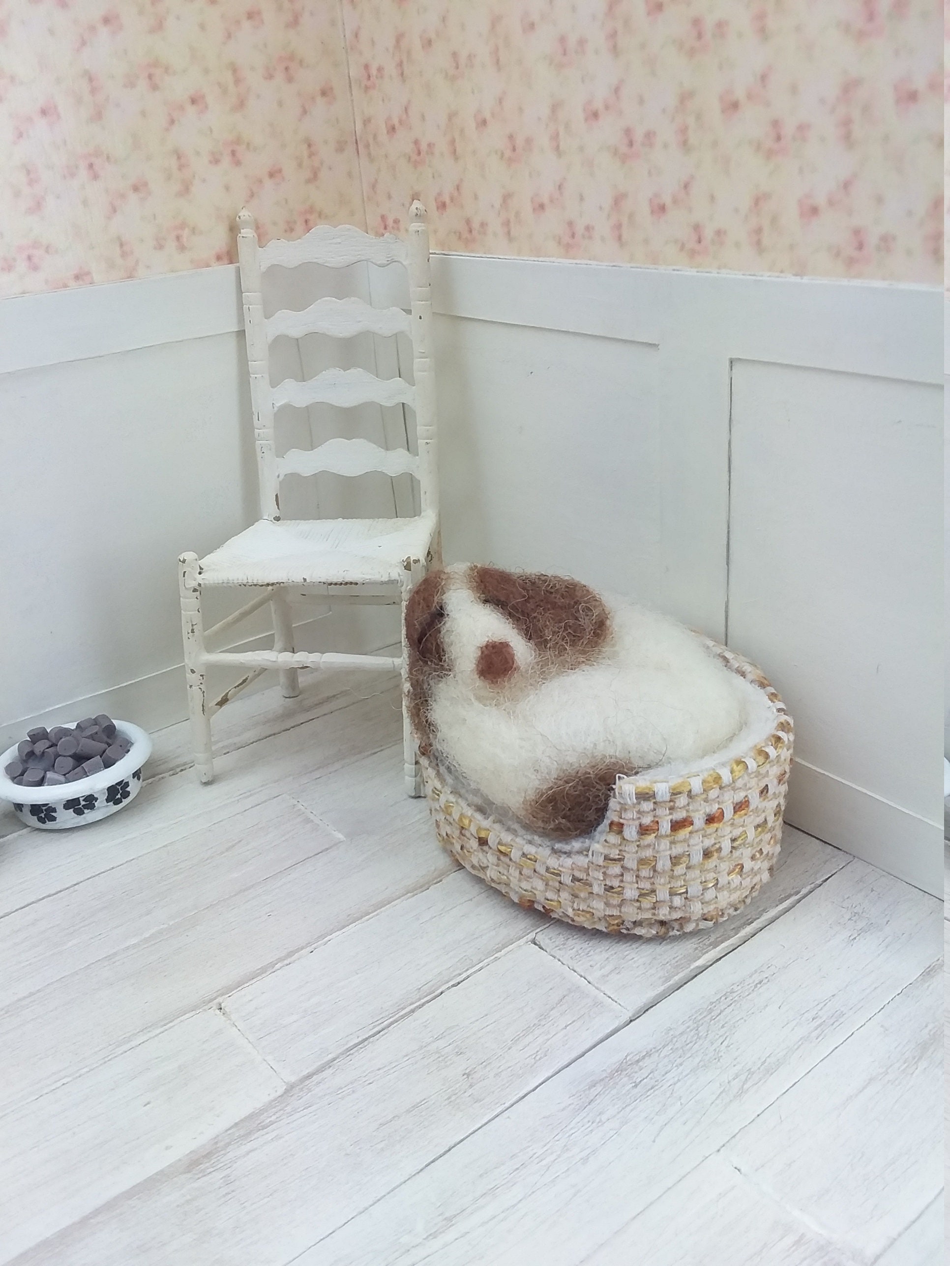 Miniature Dog Bed Dollhouse Mini Pet Bedding One Inch Scale Etsy