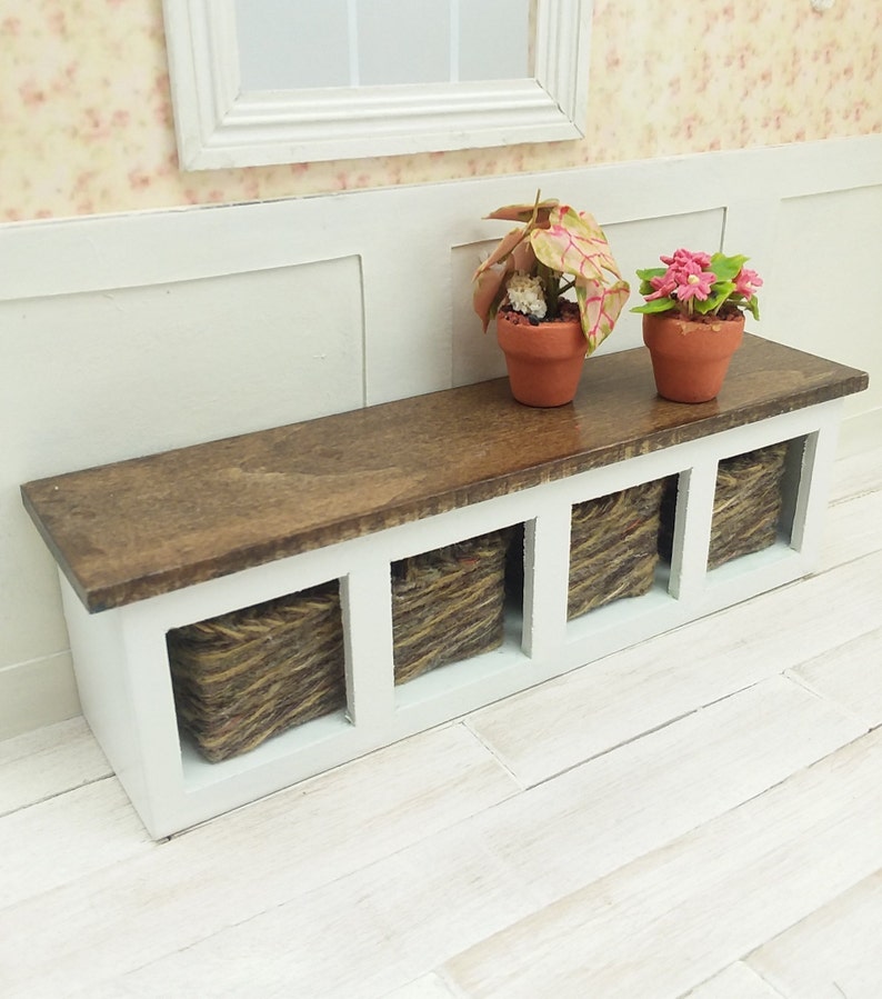 Wooden Bench Seat Doll Furniture Dollhouse Miniature One Image 0