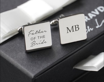 Personalised Engraved Stainless Steel Square Initials Cufflinks Gift, Groomsmen Gifts, Engraved Cufflinks, Gifts for Him,  Gift for Men