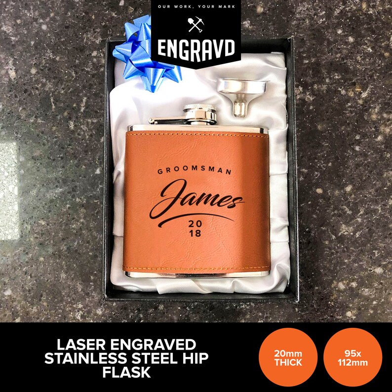 Black Stainless Steel Flask Custom Flasks Groomsmen Hip Etsy