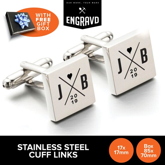 Black Cufflinks Initial Cufflink Gifts for Him Engraved Cufflinks Personalized Cufflink Gift for Men Personalized Cufflinks