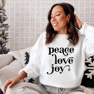 Peace Love Joy Svg, Christmas Svg, Christmas Shirt Svg, Holiday Women's Tee Svg, Winter Svg,  Winter Shirt Ideas, Holiday, Christmas,