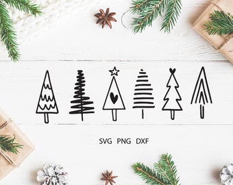 Christmas Tree Svg, Pine Hand Drawn svg, Winter Svg, Farmhouse Christmas svg, Christmas in July, Pine Tree Svg