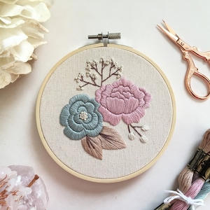 Floral Embroidery Kit for Beginners: Petite Pastels DIY Hoop Art
