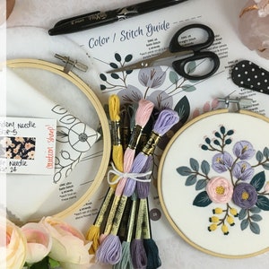 Victorian Bouquet Embroidery Kit: Deluxe DIY Craft, Beginner Friendly