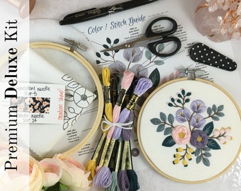 Victorian Bouquet Embroidery Kit: Deluxe DIY Craft, Beginner Friendly