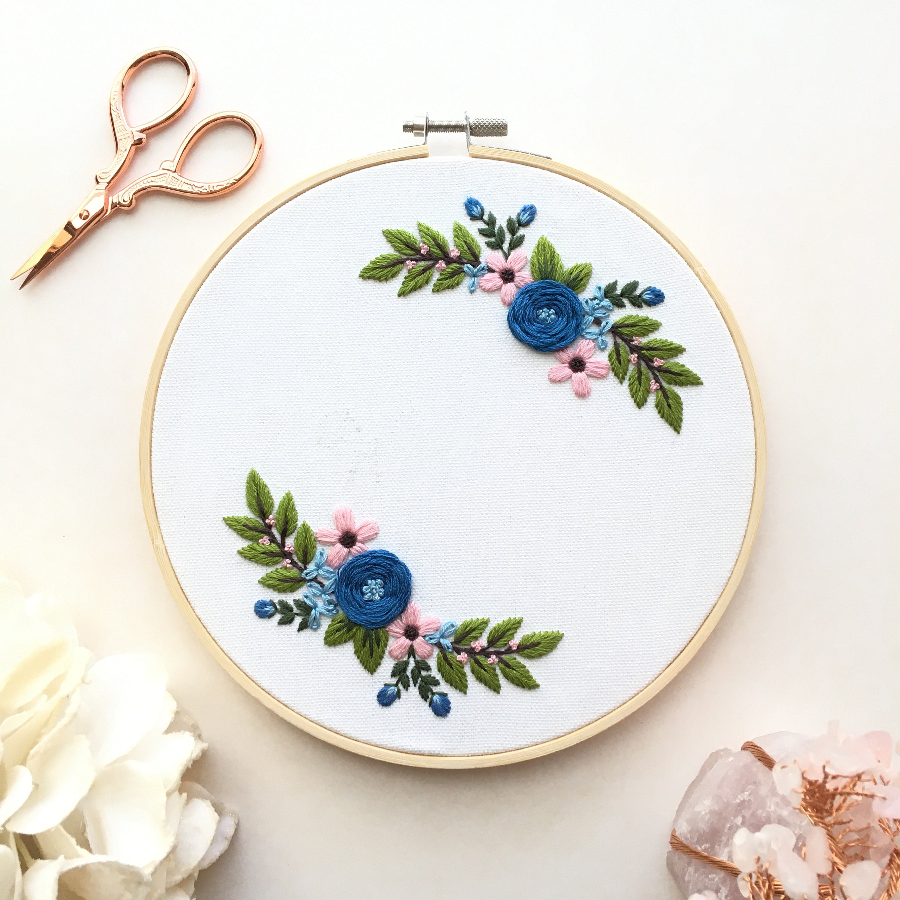 Spring Wreath Hand Embroidery Pattern: Beginner DIY Step-by-step Photo ...