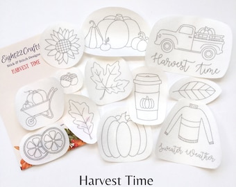 Autumn Stick and Stitch Embroidery Designs: Harvest Time (12 Designs)