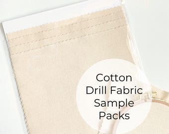 Cotton Drill Fabric Sample: Embroidery Sewing Canvas (8.5" Squares)