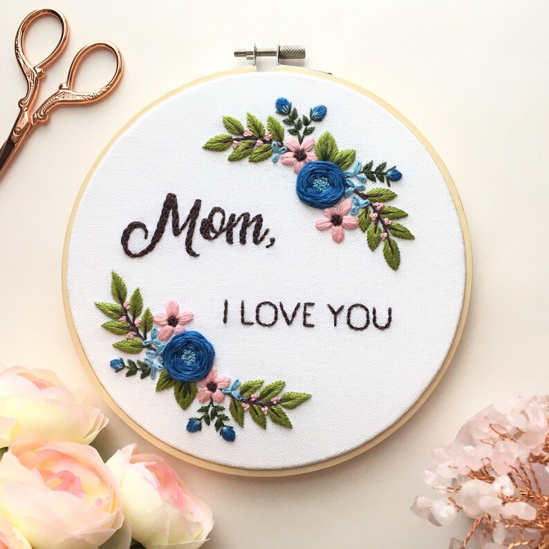 Spring Wreath Personalized Embroidery Kit for Beginners, Modern Hand Embroidery Kit, Floral Embroidery Kit, Craft Kit, DIY Hoop Art Kit image 1
