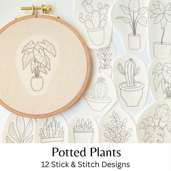Motifs de broderie sur mesure pour plantes en pot (12 motifs)