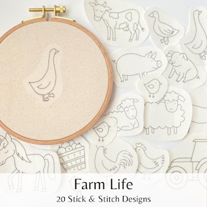 Farm Life Stick and Stitch Embroidery Designs (20 Designs)