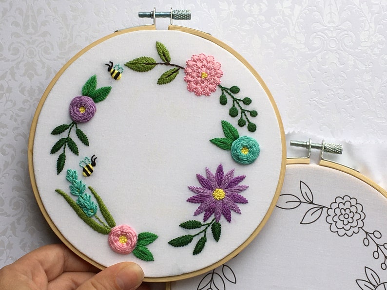 Pre Printed Fabric/Embroidery Kit for Beginners Modern Hand Etsy