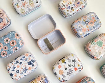 刺繍用針ケース、マグネット式花柄針箱、旅行用針ホルダー、刺繍、クロスステッチ、裁縫用の針収納