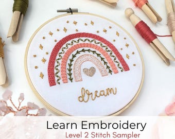 Rainbow Embroidery Kit: Modern Hand Embroidery Sampler for Beginners