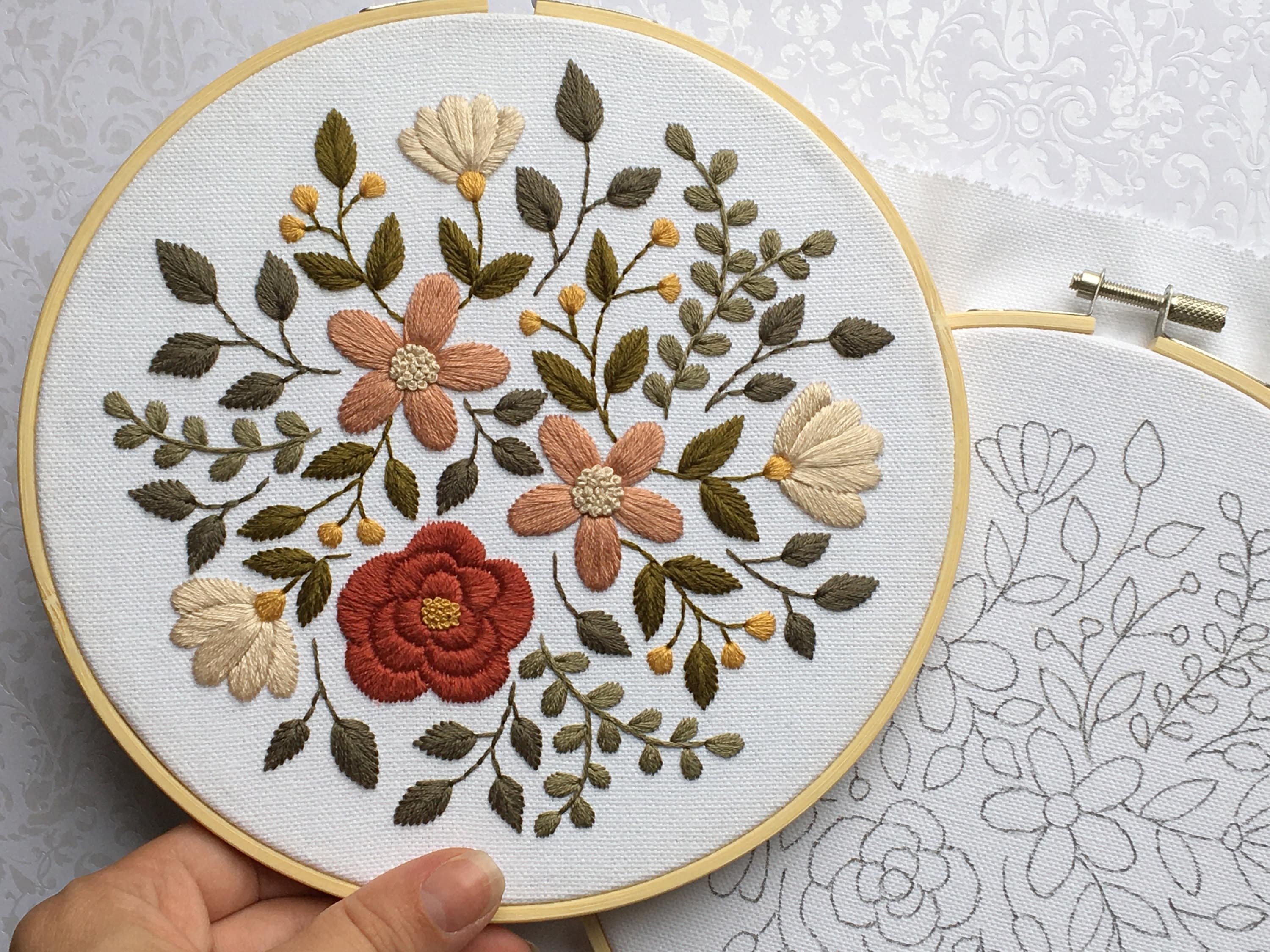 Pre Printed Fabric /Embroidery Kit for Beginners Modern Hand Etsy