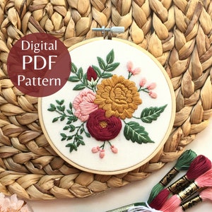 Summer Dream Hand Embroidery Pattern: Beginner DIY Step-by-Step Photo Guide (PDF Download)