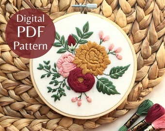 PDF Pattern, Summer Dream Modern Hand Embroidery Pattern, Beginner Embroidery, Embroidery How To, DIY Pattern