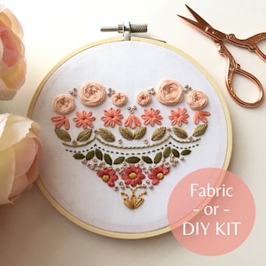 Embroidery Stitch Sampler for Beginners - Dreamy Boho Heart Sampler, Stamped Fabric Embroidery Kit